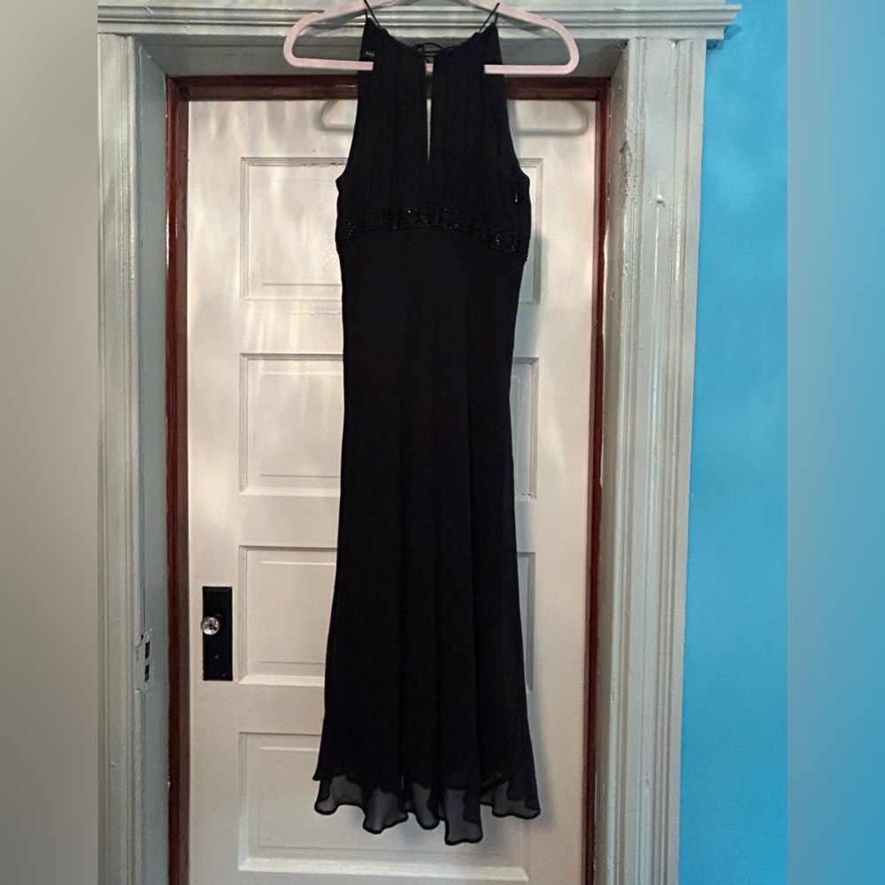 Anne Klein black ankle length midi dress